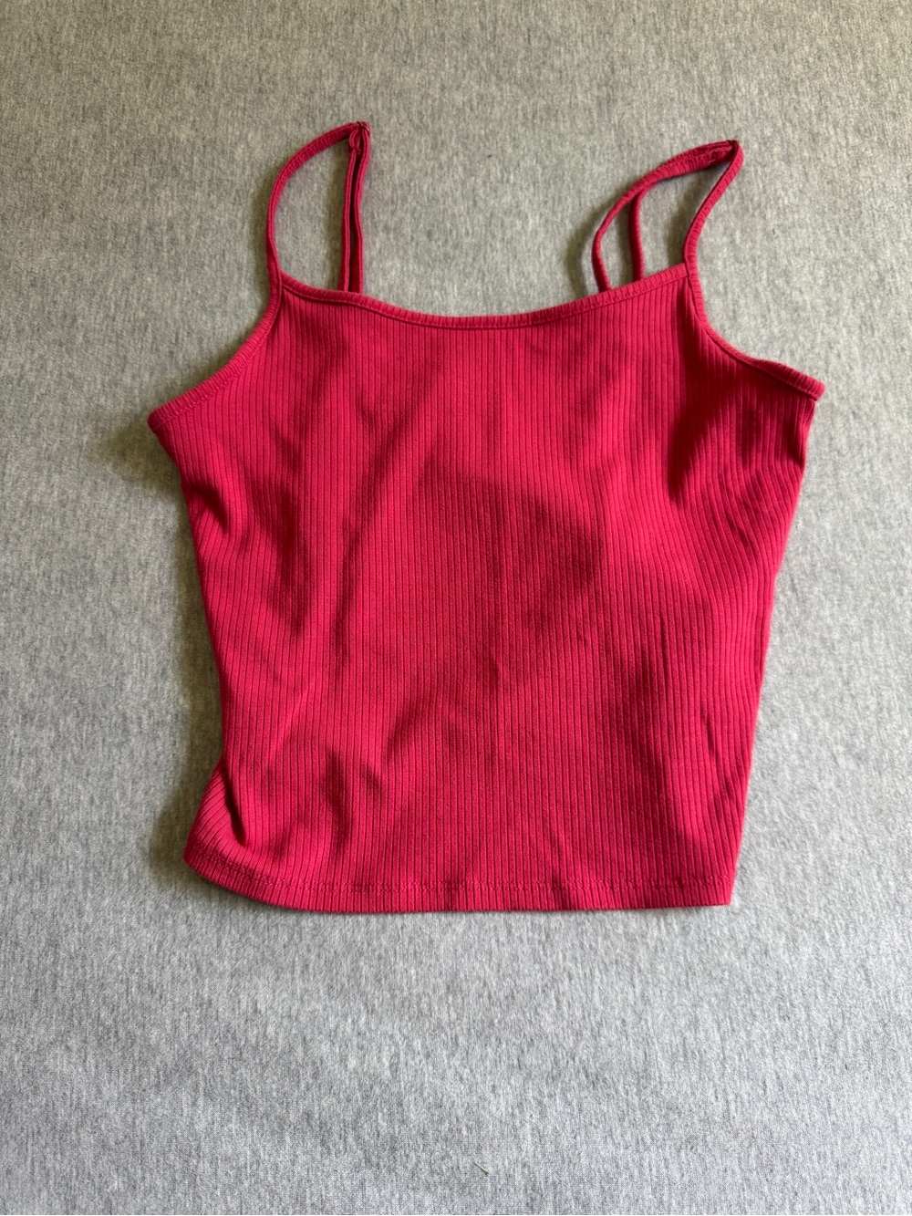 American Eagle Outfitters Double Strap Ribbed Tank - Bright Red